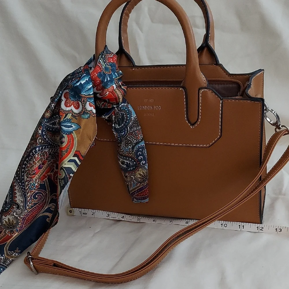 London Fog Tan Handbag with Scarf - Picture 1 of 5